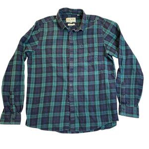 Jack Wills Mens Shirt XL Blackwatch Green & Navy Plaid Classic Fit Button-Up